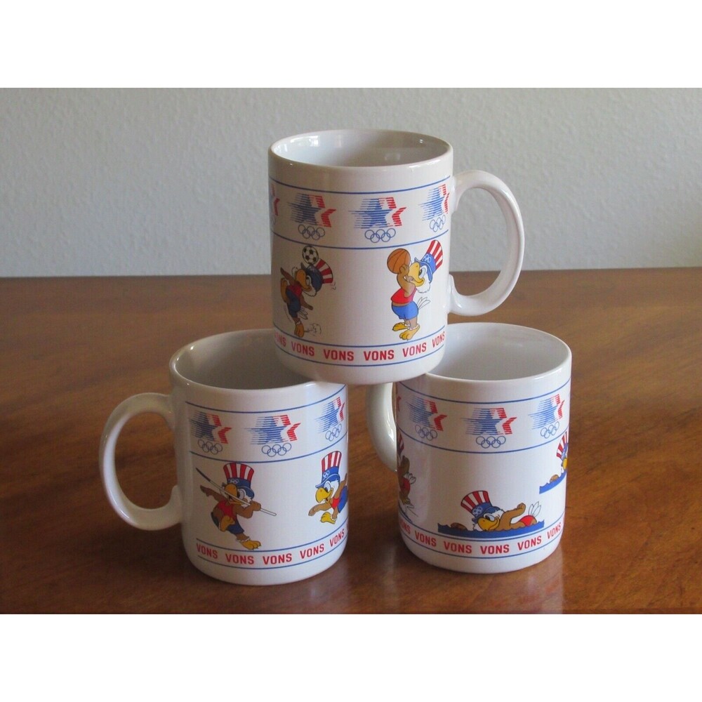 VTG 1984 Los Angeles USA Olympics Coffee Mug Lot of 3 Papel Sam The Eagle VONS